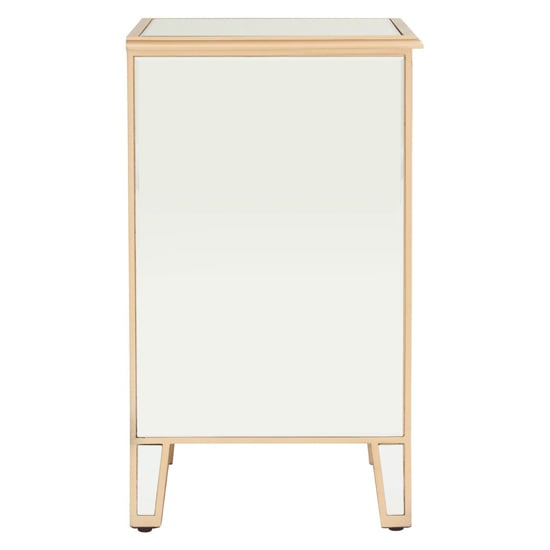 Dziban Mirrored Glass Side Table With 1 Drawer In Gold