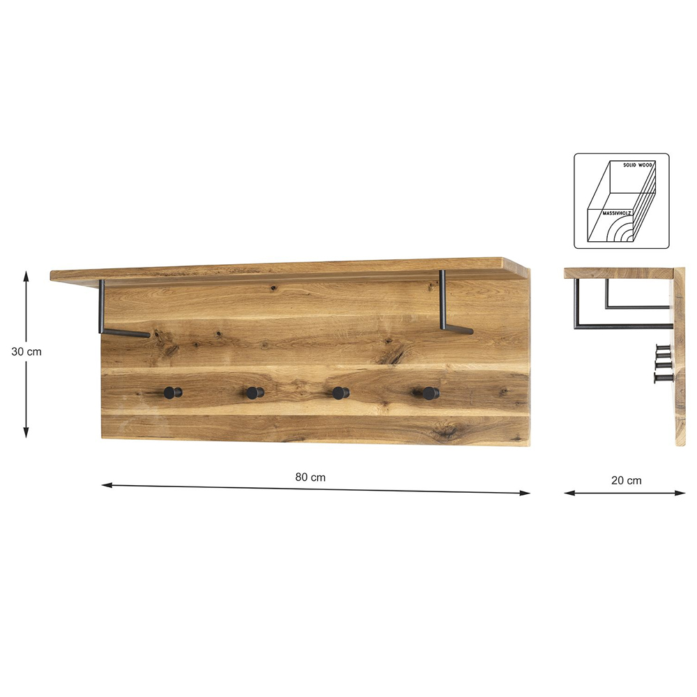 Eagle Wooden Coat Rack With 4 Hooks In Oiled Oak