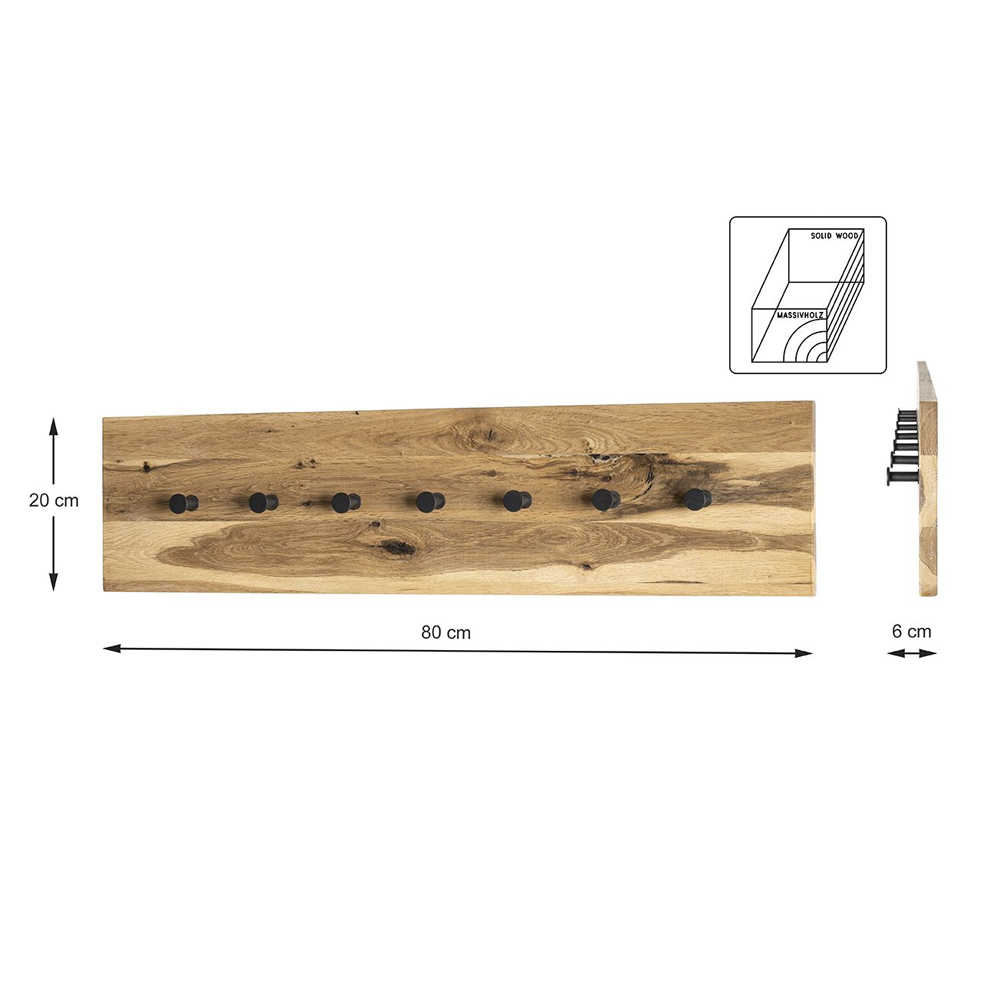 Eagle Wooden Coat Rack With 7 Hooks In Oiled Oak