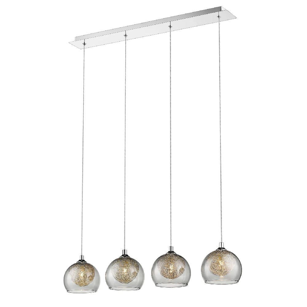 Read more about Ealing 4 light smoked glass shade bar pendant light in chrome