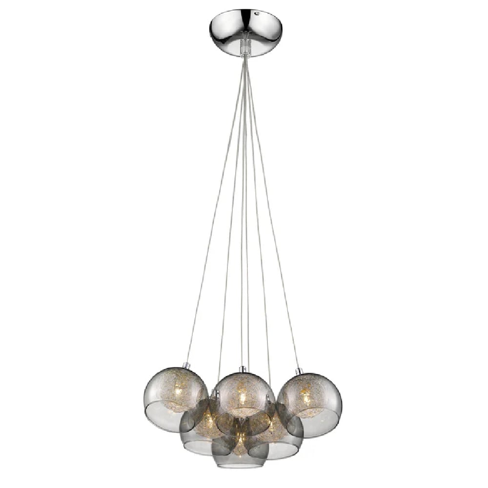 Read more about Ealing 6 light smoked glass shade pendant light in chrome