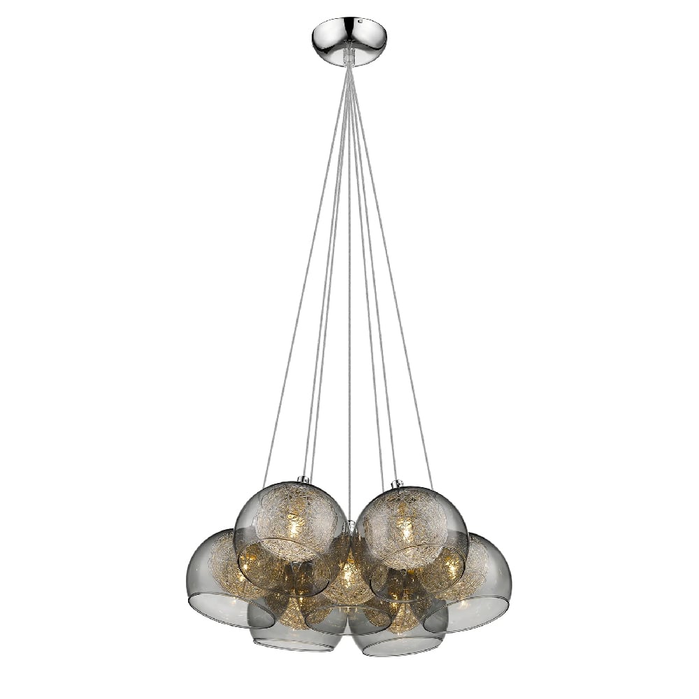 Read more about Ealing 7 light smoked glass shade pendant light in chrome