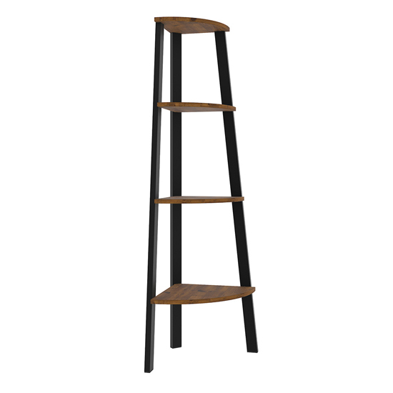 Ealing Rustic Wooden Corner Shelving Unit In Oak Sale