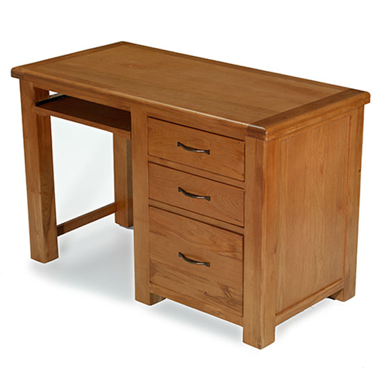 Earls Wooden Computer Desk In Chunky Solid Oak Furniture in Fashion