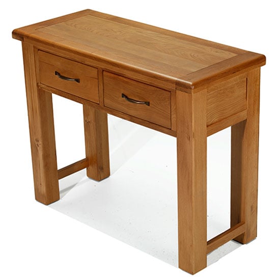 Photo of Earls wooden console table in chunky solid oak