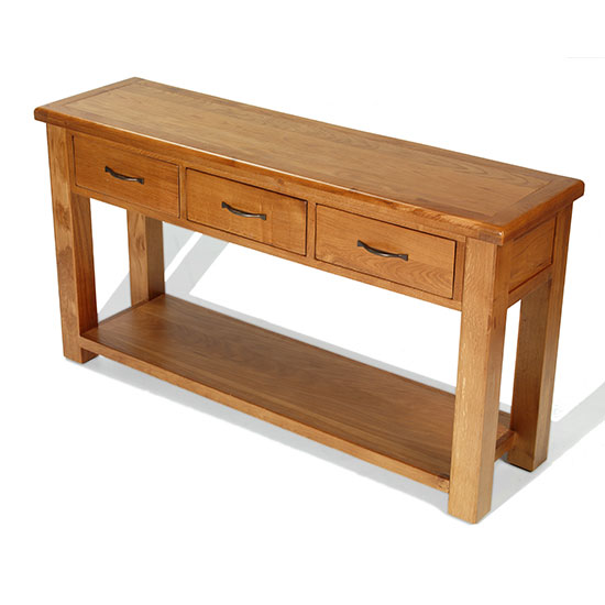 Earls Wooden Large Console Table In Chunky Solid Oak_2