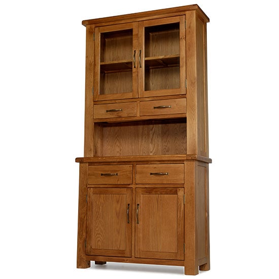 Product photograph of Earls Wooden Medium Display Cabinet In Chunky Solid Oak from Furniture in Fashion