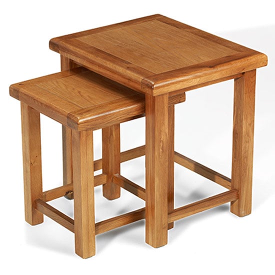 Earls Wooden Set Of 2 Nesting Tables In Chunky Solid Oak_2