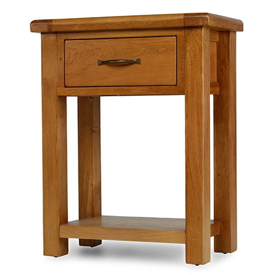 Earls Wooden Side Table In Chunky Solid Oak With 1 Drawer_2