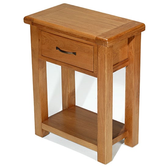 Earls Wooden Side Table In Chunky Solid Oak With 1 Drawer