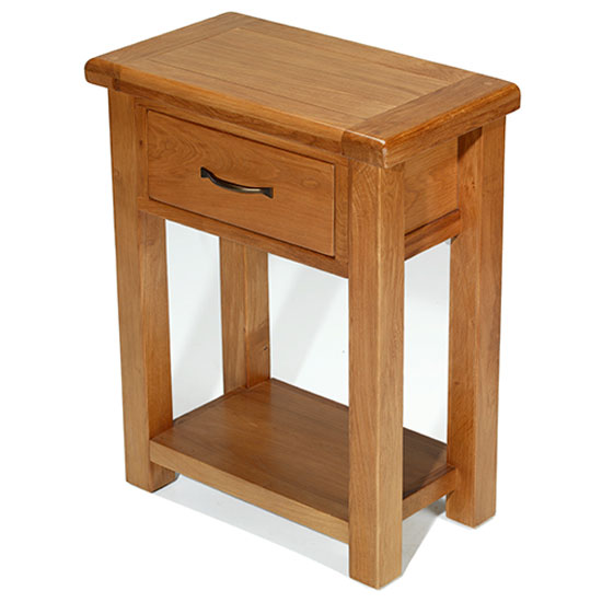 Earls Wooden Side Table In Chunky Solid Oak With 1 Drawer Furniture