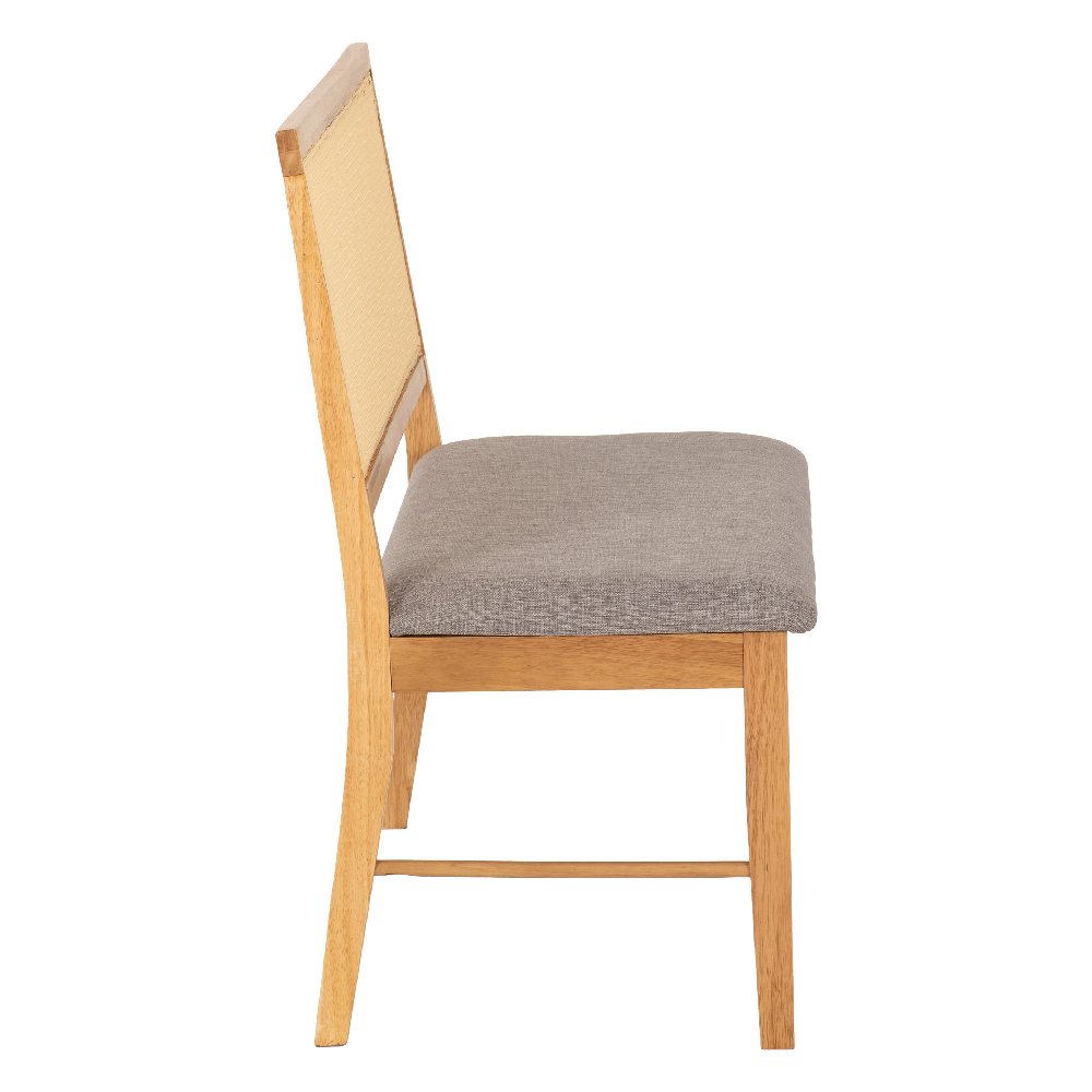Earlville Wooden Dining Bench With Grey Fabric Seat In Oak