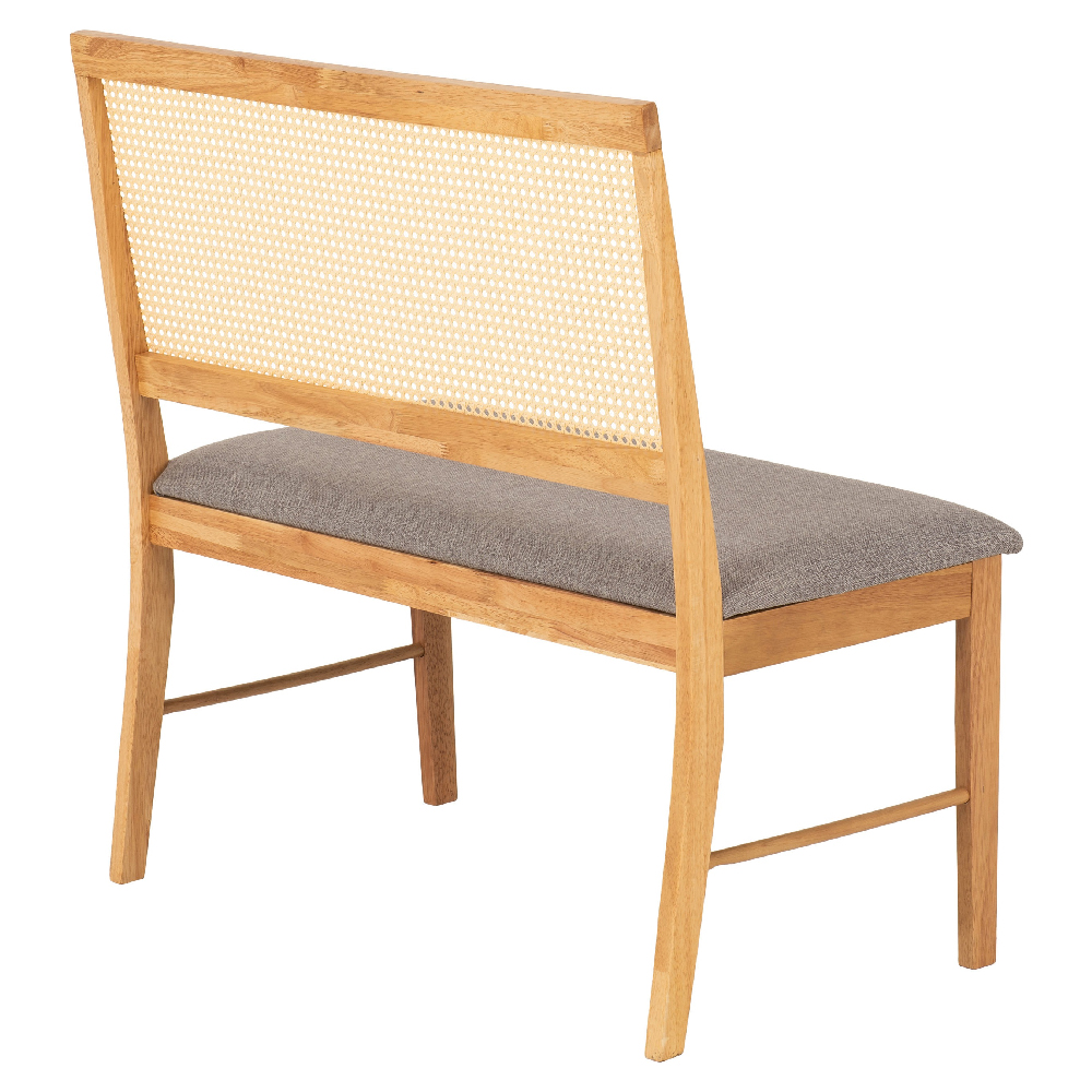 Earlville Wooden Dining Bench With Grey Fabric Seat In Oak