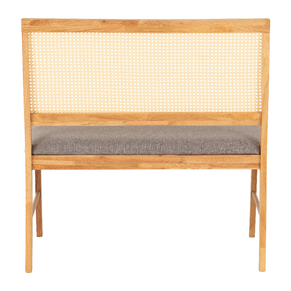 Earlville Wooden Dining Bench With Grey Fabric Seat In Oak
