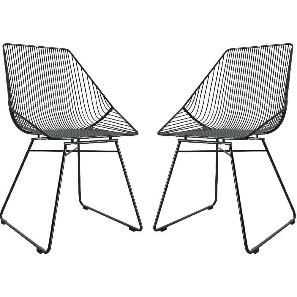 Read more about Eastlake black metal bistro dining chairs in pair