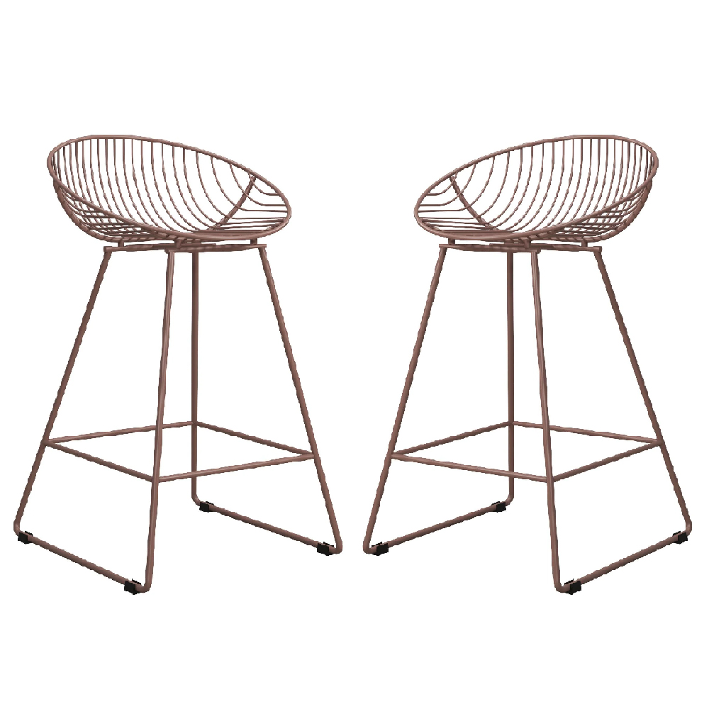 Read more about Eastlake blush pink metal bar chairs in pair