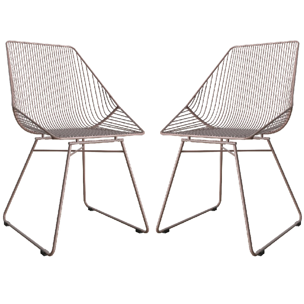 Read more about Eastlake blush pink metal bistro dining chairs in pair