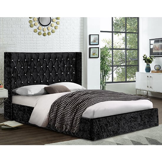 Photo of Eastlake crushed velvet king size bed in black