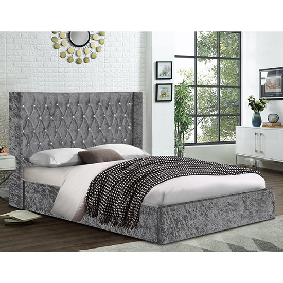 Read more about Eastlake crushed velvet small double bed in grey