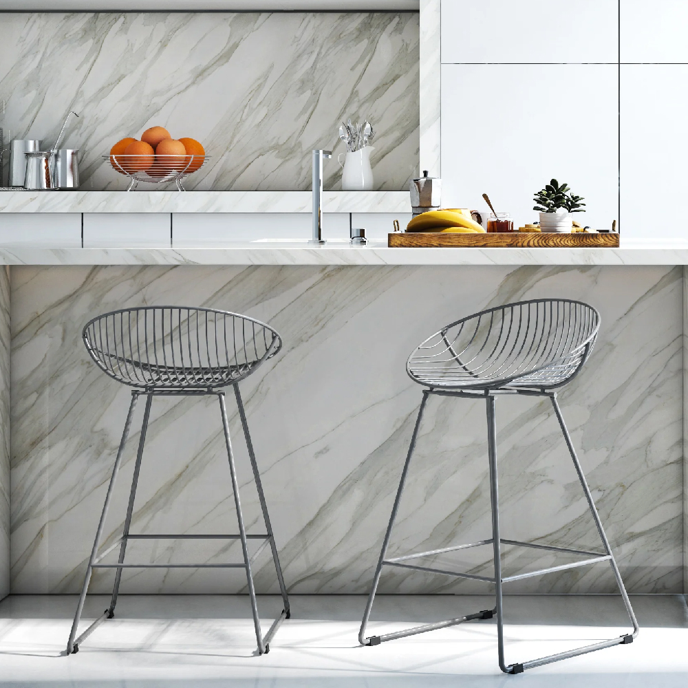 Read more about Eastlake grey metal bar chairs in pair