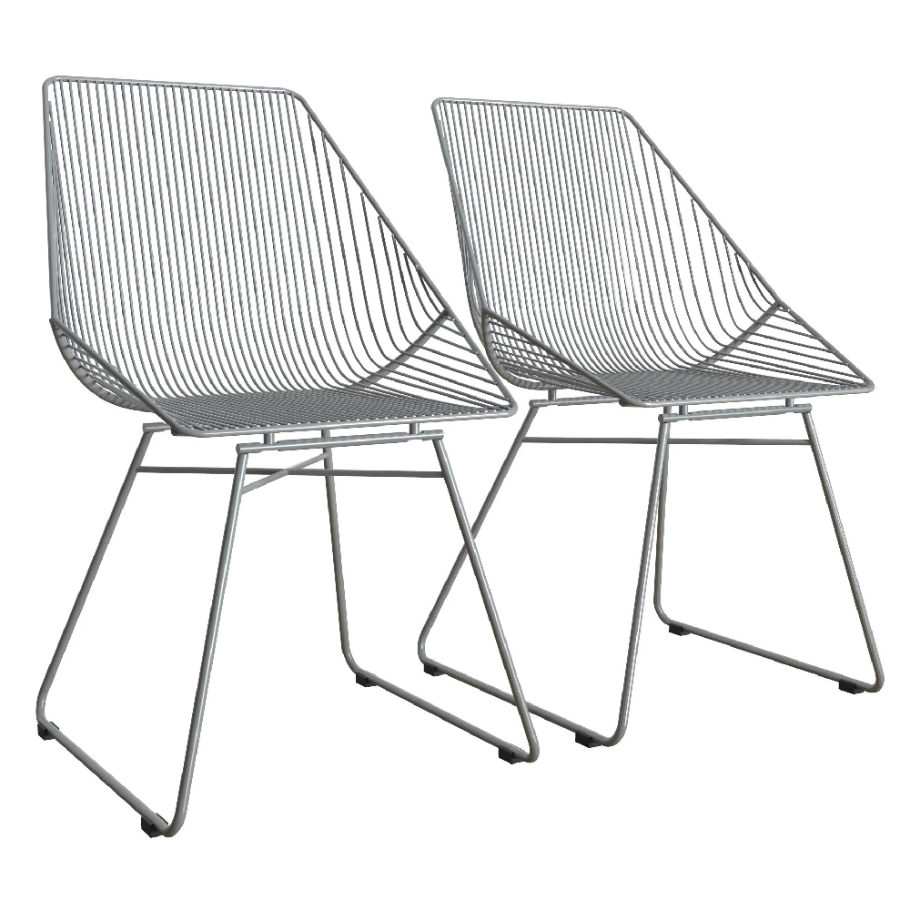 Eastlake Grey Metal Bistro Dining Chairs In Pair