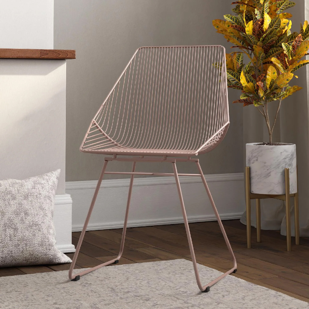 Read more about Eastlake metal bistro dining chair in blush pink