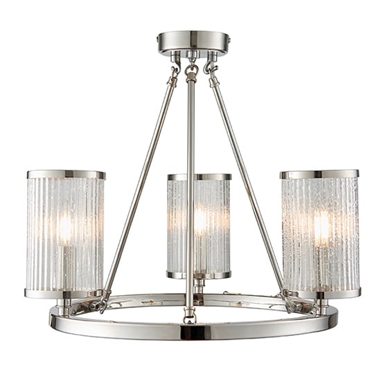 Product photograph of Easton 3 Lights Glass Semi Flush Ceiling Light In Bright Nickel from Furniture in Fashion