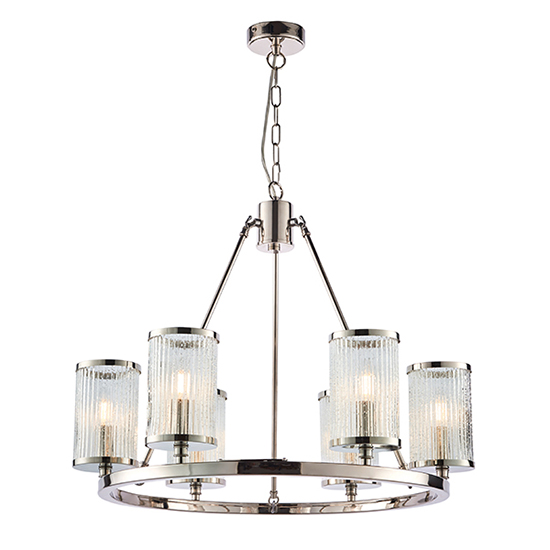 Product photograph of Easton 6 Lights Glass Ceiling Pendant Light In Bright Nickel from Furniture in Fashion