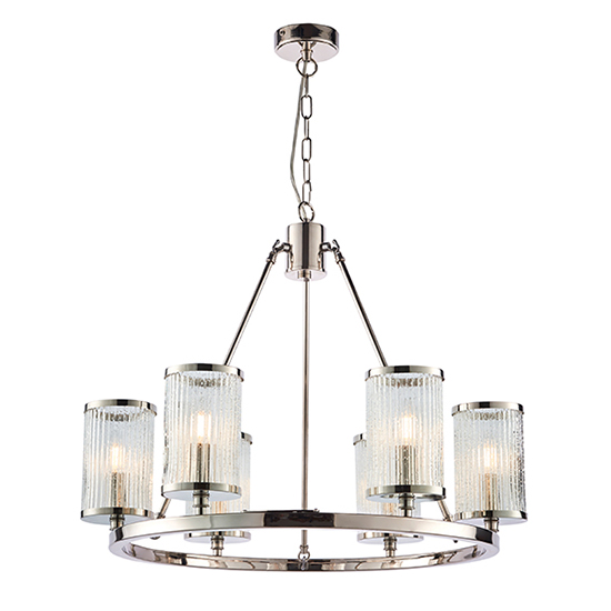 Easton 6 Lights Glass Ceiling Pendant Light In Bright Nickel