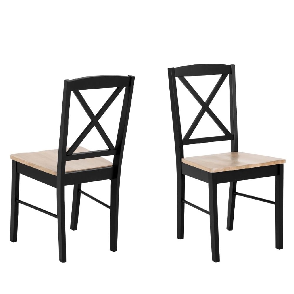 Read more about Easton black and oak wooden dining chairs in pair