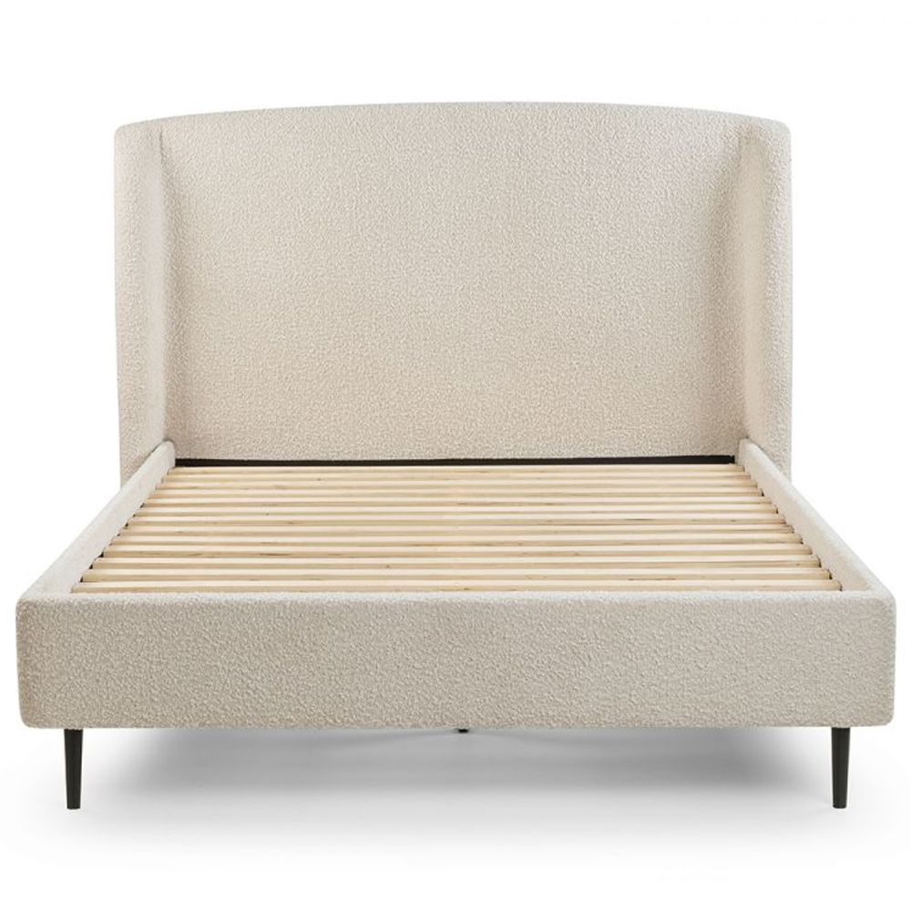 Easton Fabric Double Bed With Curved Headboard In Ivory