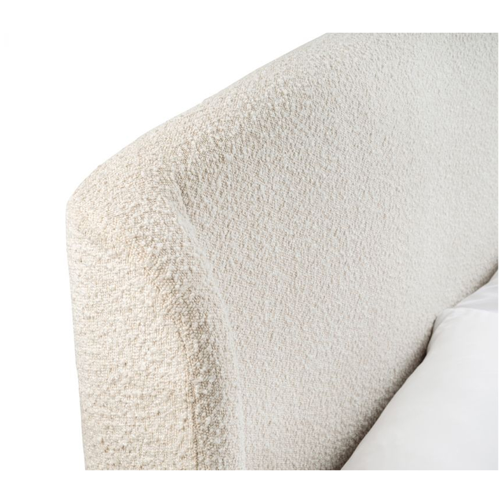 Easton Fabric Double Bed With Curved Headboard In Ivory