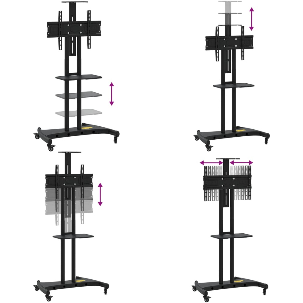 Easton Large Steel TV Wall Mount Bracket With Wheels In Black