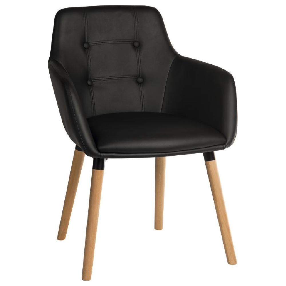 Read more about Easton leather home and office chair with oak legs in black