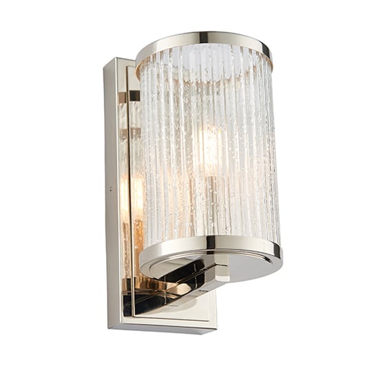 Photo of Easton ribbed bubble glass wall light in bright nickel