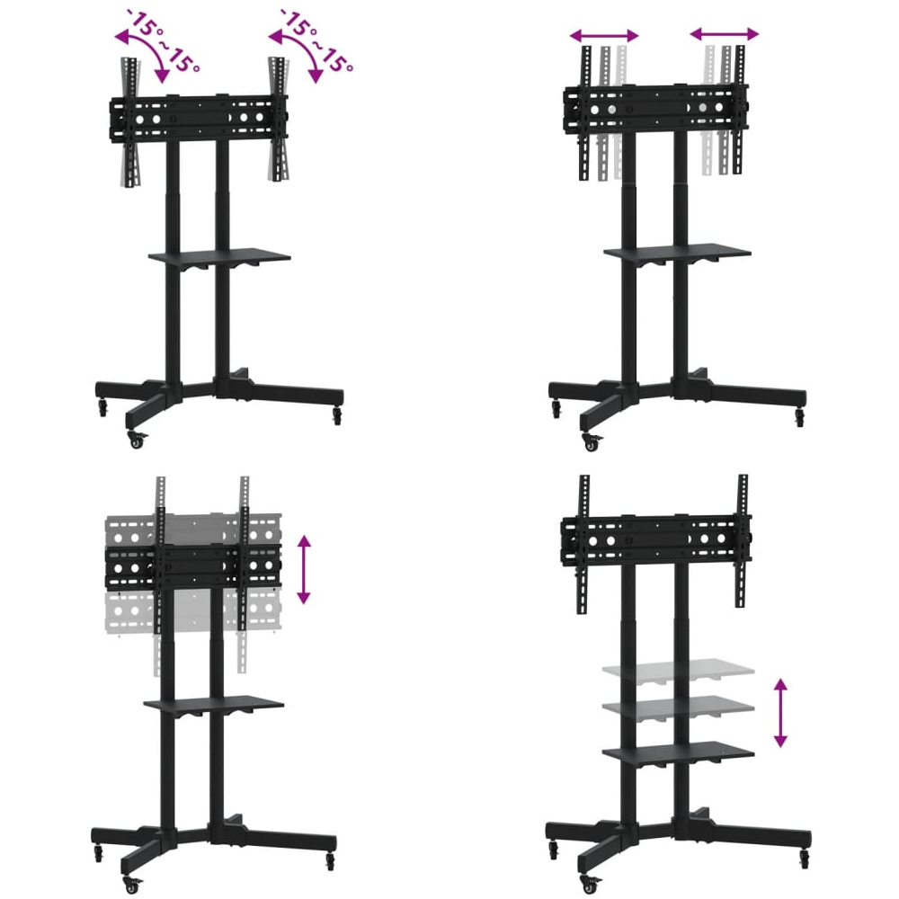 Easton Small Steel TV Wall Mount Bracket With Wheels In Black