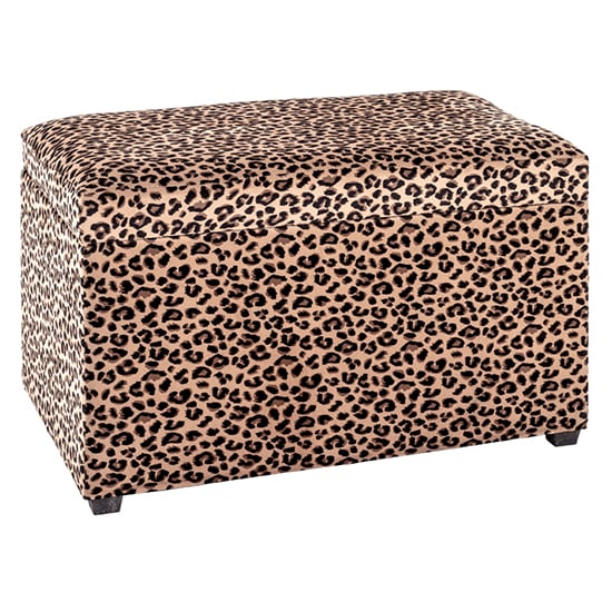 Product photograph of Eastroy Fabric Upholstered Storage Ottoman In Leopard Print from Furniture in Fashion