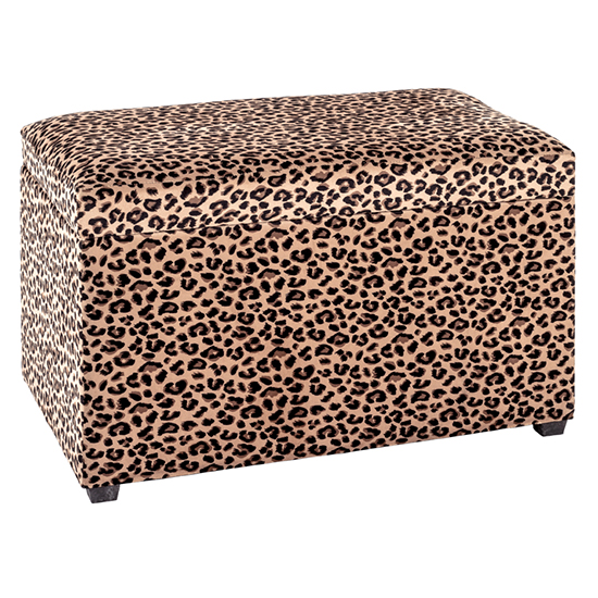 Product photograph of Eastroy Fabric Upholstered Storage Ottoman In Leopard Print from Furniture in Fashion