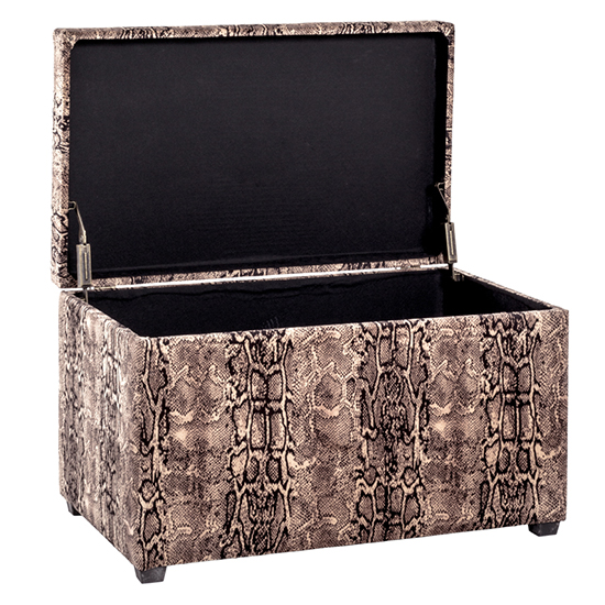 Eastroy Fabric Upholstered Storage Ottoman In Snake Print
