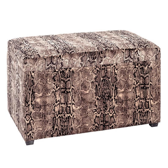 Read more about Eastroy fabric upholstered storage ottoman in snake print