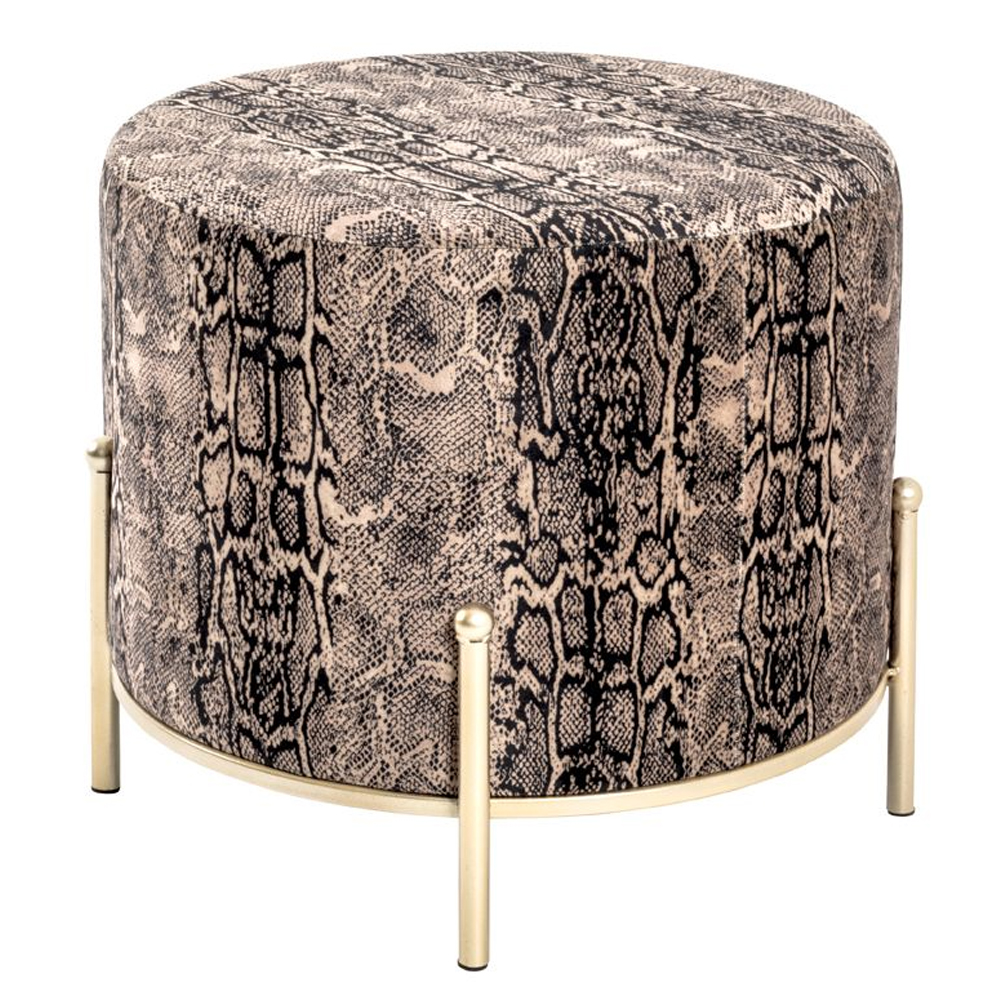 Eastroy Textile Fabric Stool In Gold Motif