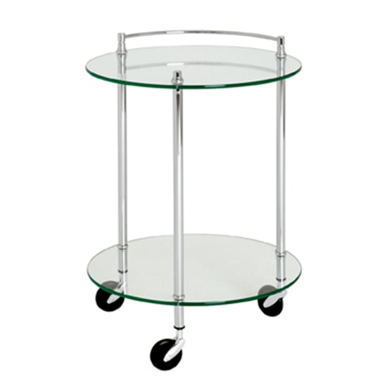 Eauclaire Round Glass Shelves Serving Trolley In Chrome