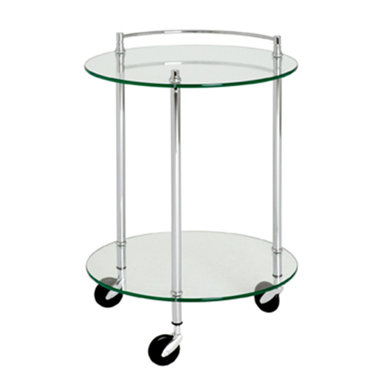 Read more about Eauclaire round glass shelves serving trolley in chrome