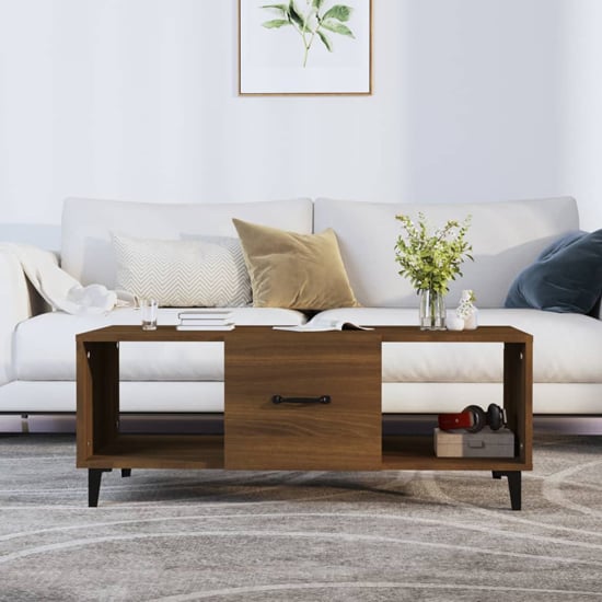 Product photograph of Ebco Wooden Coffee Table With 1 Door In Brown Oak from Furniture in Fashion