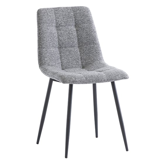 Ebele Fabric Dining Chair In Dark Grey With Black Legs