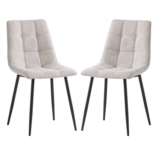 Read more about Ebele linen fabric dining chairs with black legs in pair
