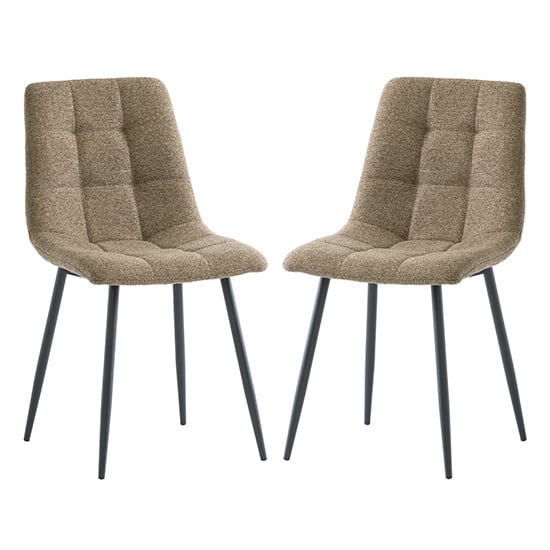 Read more about Ebele olive fabric dining chairs with black legs in pair