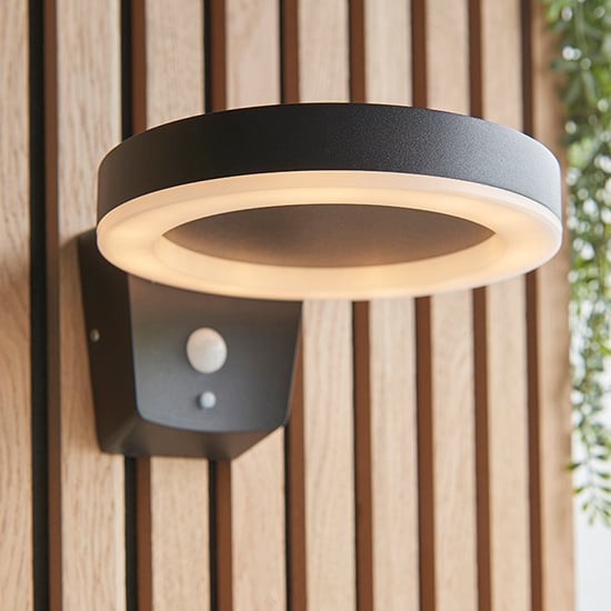Product photograph of Ebro Led Pir Outdoor Wall Photocell In Textured Black from Furniture in Fashion