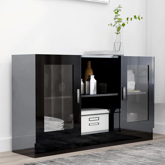 Read more about Ebru high gloss display cabinet with 2 doors in black