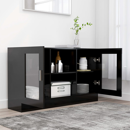 Ebru Wooden Display Cabinet With 2 Doors In Black